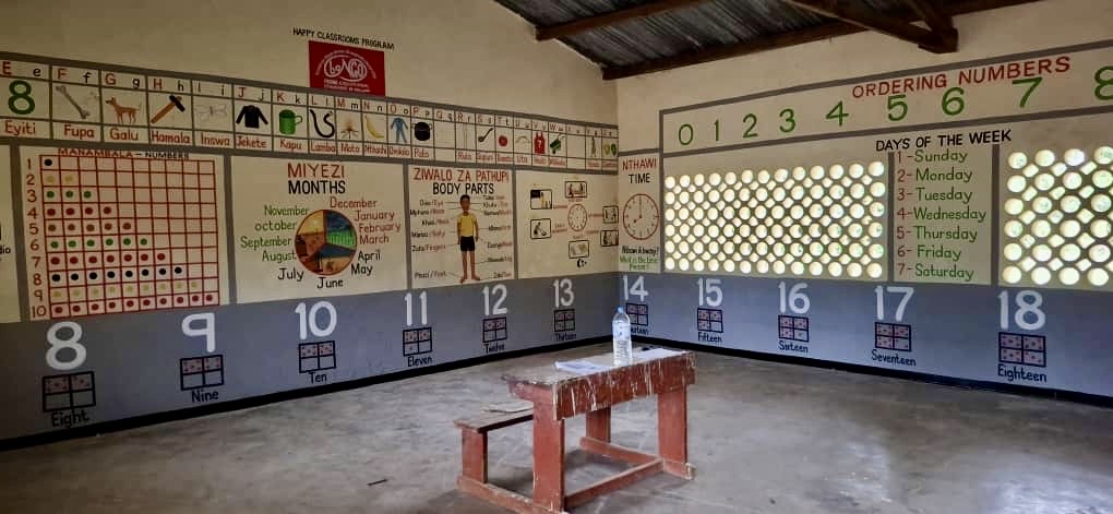 Image of newly painted Happy Classroom at Mlomba School Malawi